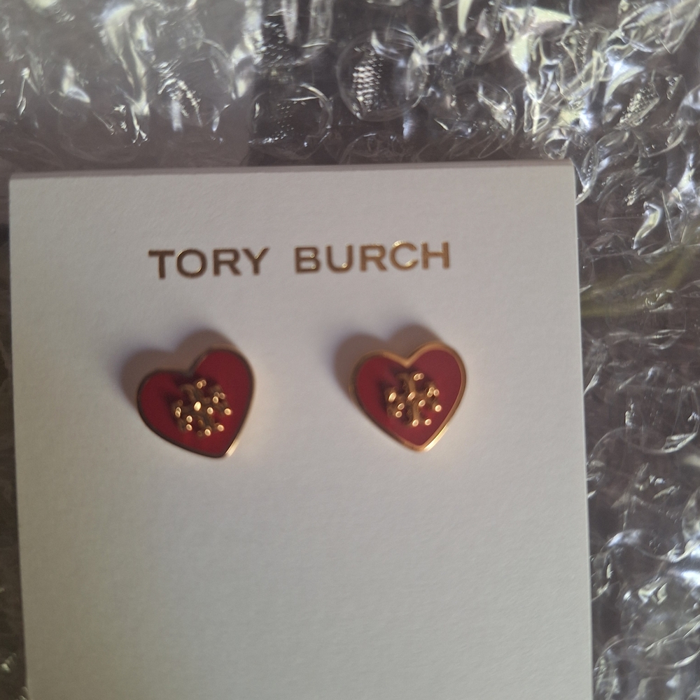 Tory Burch Red Heart Earrings